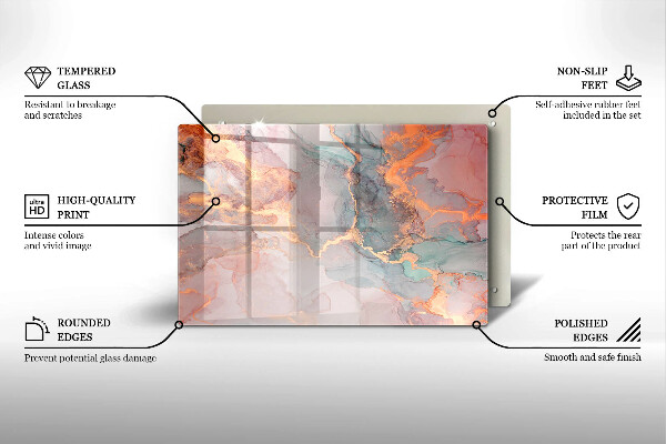 Kalené sklo za sporák Mramor so zlatom