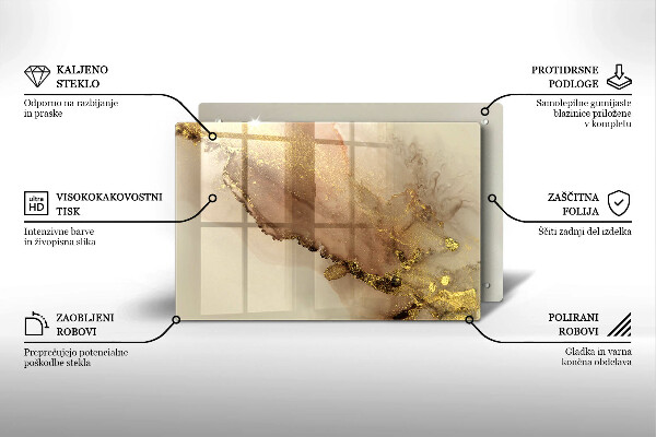Kalené sklo za sporák Zlatá abstrakcia