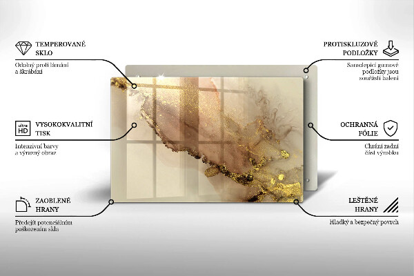Kalené sklo za sporák Zlatá abstrakcia