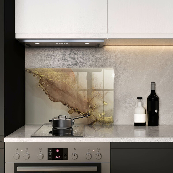 Kalené sklo za sporák Zlatá abstrakcia