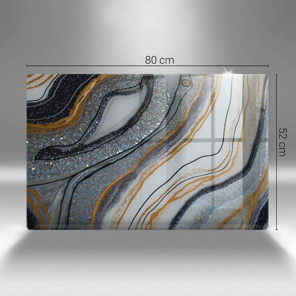 Kalené sklo za sporák skala so zlatom