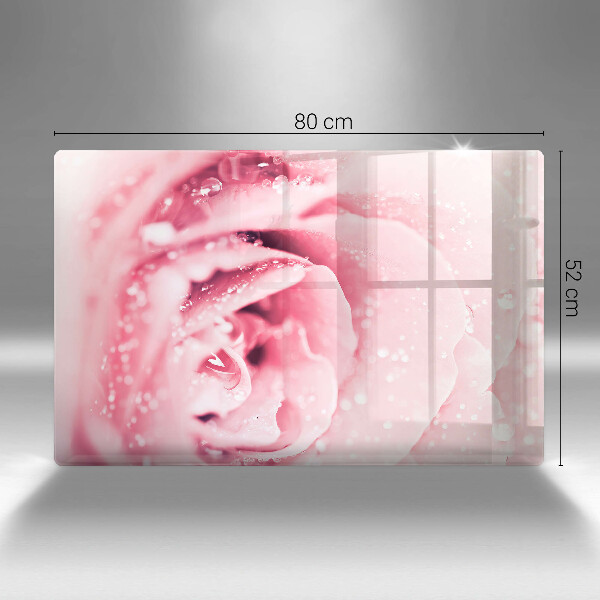 Kalené sklo za sporák Kvapky rosy a kvet ruže