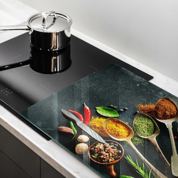 Kalené sklo za sporák Kuchynské lyžice korenia