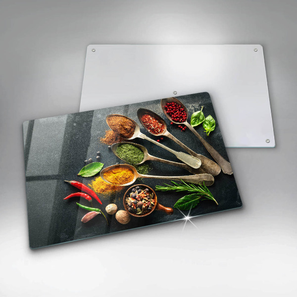 Kalené sklo za sporák Kuchynské lyžice korenia