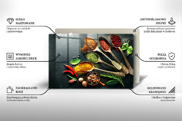 Kalené sklo za sporák Kuchynské lyžice korenia