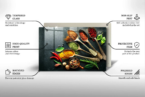 Kalené sklo za sporák Kuchynské lyžice korenia