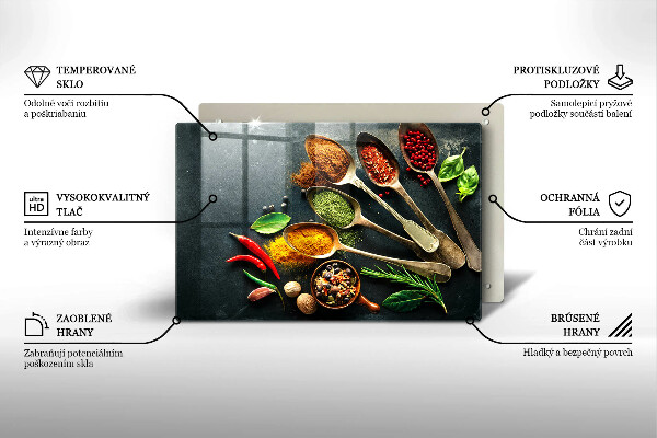 Kalené sklo za sporák Kuchynské lyžice korenia