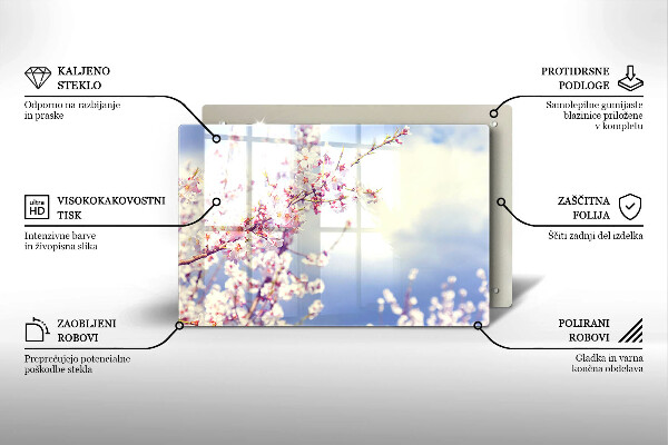 Kalené sklo za sporák Kvitnúci strom
