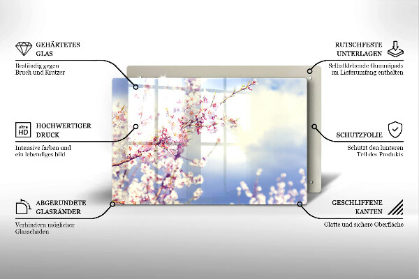Kalené sklo za sporák Kvitnúci strom