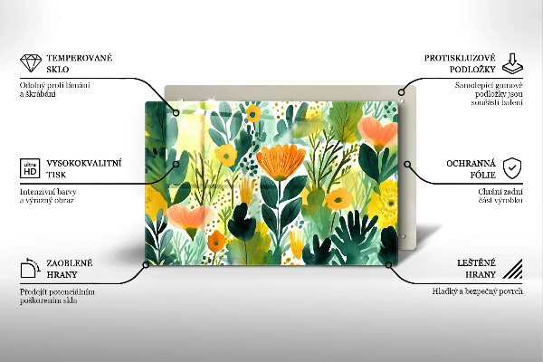 Krycia doska na sporák Maľované kvety