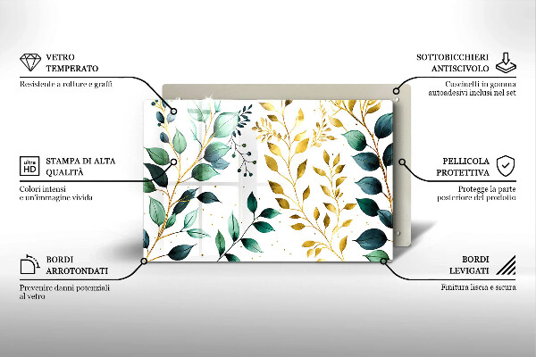 Krycia doska na sporák Zelené a zlaté listy