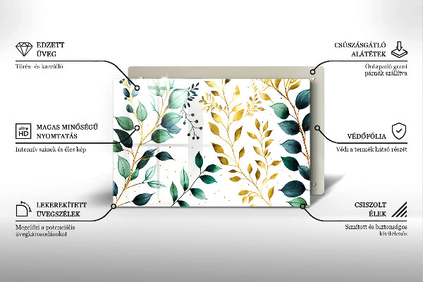 Krycia doska na sporák Zelené a zlaté listy