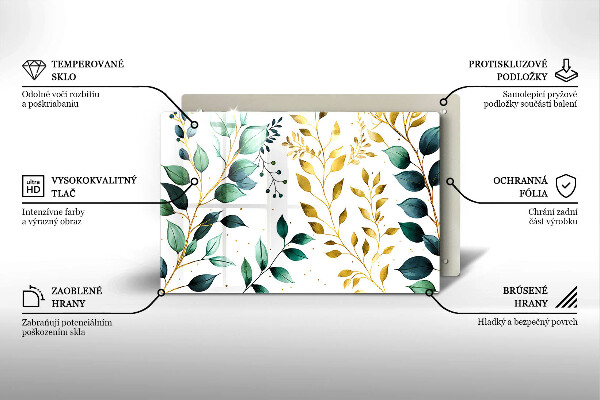 Krycia doska na sporák Zelené a zlaté listy