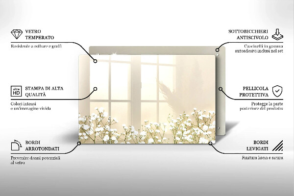 Sklo za varnú dosku Sadrové boho kvety