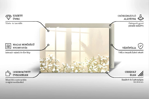 Sklo za varnú dosku Sadrové boho kvety