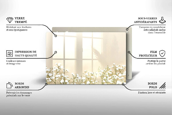 Sklo za varnú dosku Sadrové boho kvety