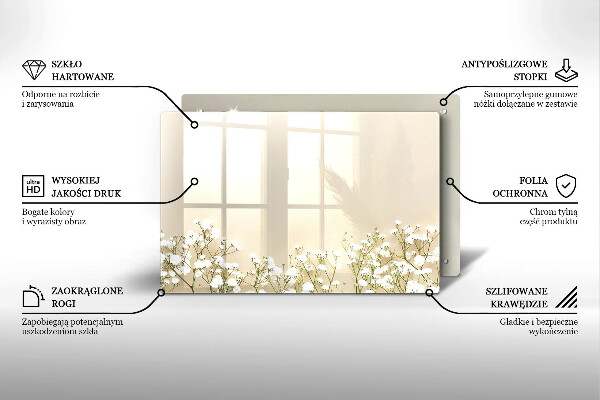 Sklo za varnú dosku Sadrové boho kvety