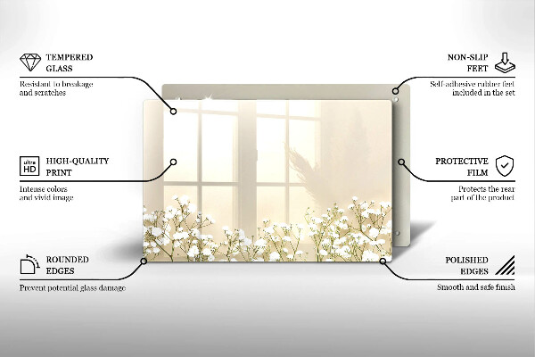 Sklo za varnú dosku Sadrové boho kvety