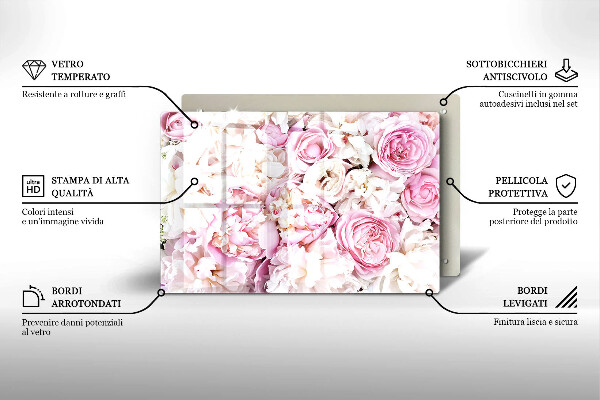 Sklo za varnú dosku Pivoňková kytica