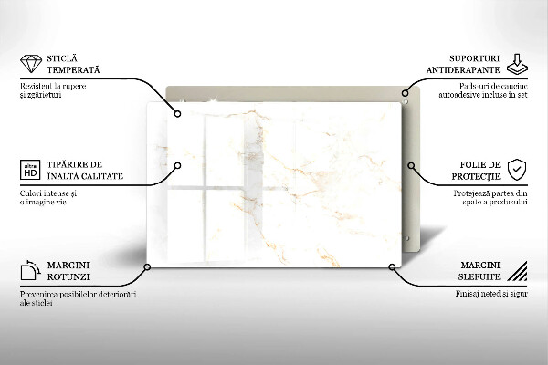 Sklo za varnú dosku Elegantný mramorový kameň