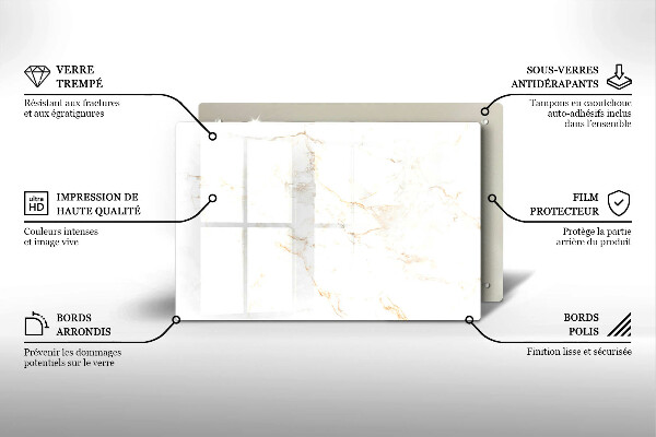 Sklo za varnú dosku Elegantný mramorový kameň