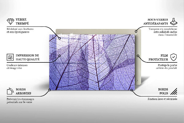 Sklo za varnú dosku Listy so žilami