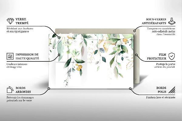 Kalené sklo za sporák Akvarelové listy