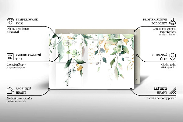 Kalené sklo za sporák Akvarelové listy