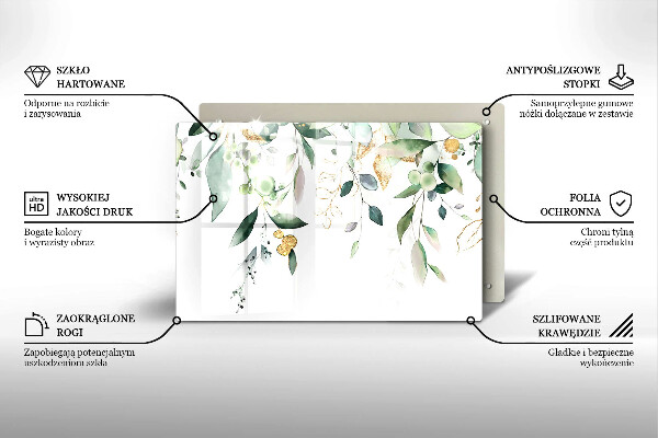 Kalené sklo za sporák Akvarelové listy