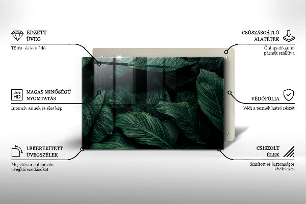 Kalené sklo za sporák Tmavé listy