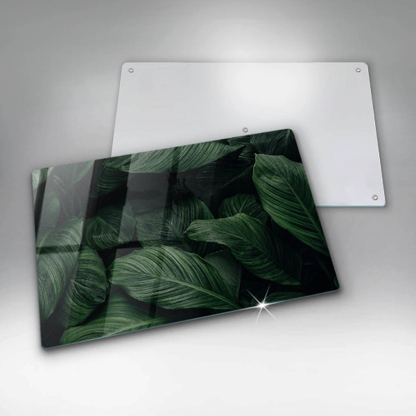 Kalené sklo za sporák Tmavé listy