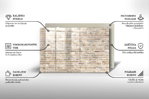 Kalené sklo za sporák Svetlá tehlová stena