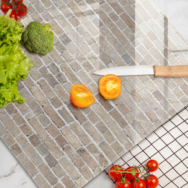 Kalené sklo za sporák Svetlá tehlová stena