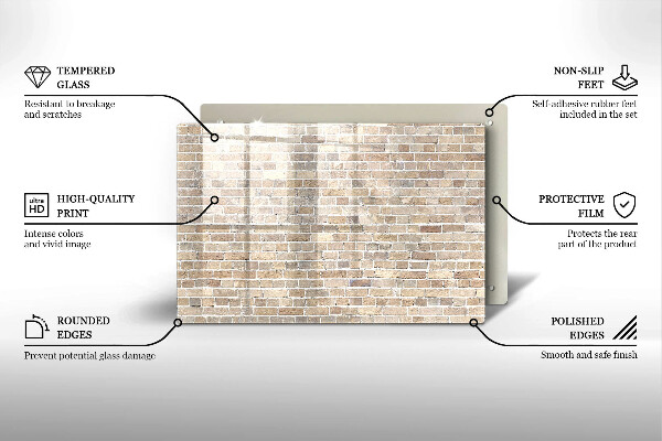 Kalené sklo za sporák Svetlá tehlová stena