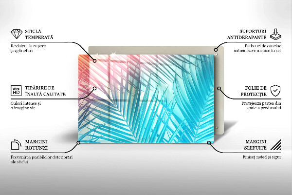 Kalené sklo za sporák Pastelové listy