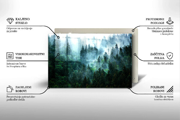 Kalené sklo za sporák Les v hmle