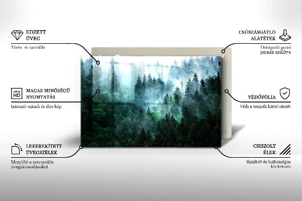 Kalené sklo za sporák Les v hmle