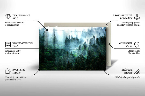 Kalené sklo za sporák Les v hmle