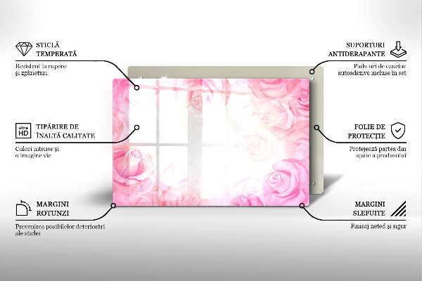 Kryt na indukčnú dosku Jemné ruže na pozadí