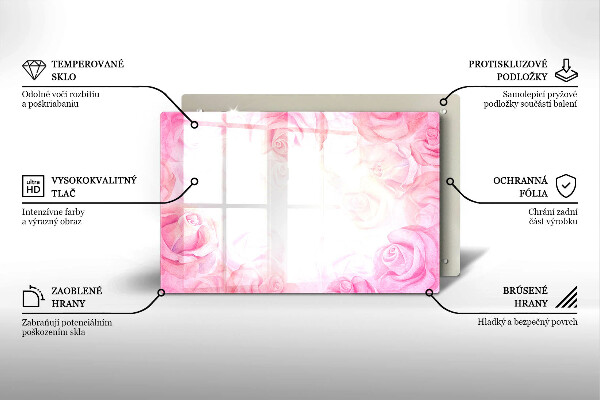 Kryt na indukčnú dosku Jemné ruže na pozadí