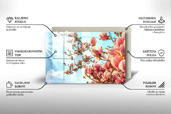 Sklo za varnú dosku Ružové kvety strom