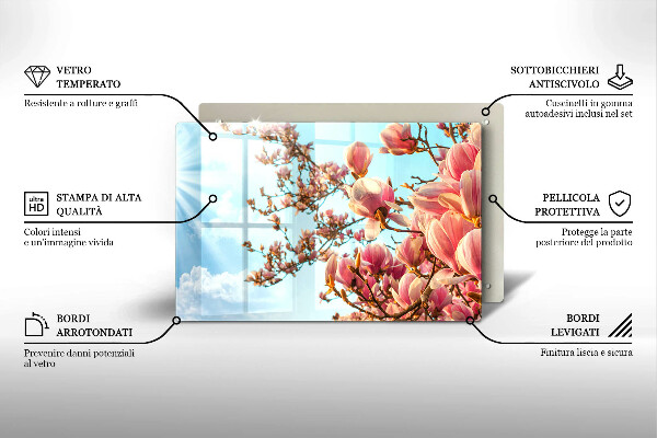 Sklo za varnú dosku Ružové kvety strom