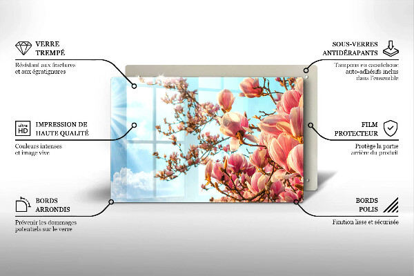 Sklo za varnú dosku Ružové kvety strom