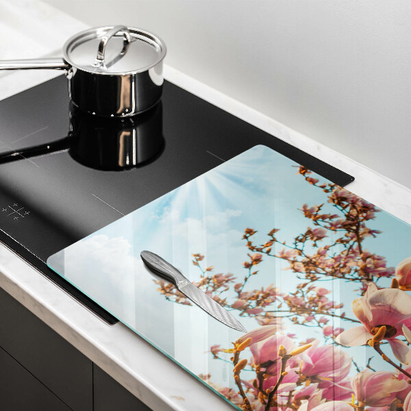Sklo za varnú dosku Ružové kvety strom