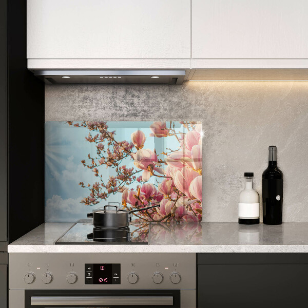 Sklo za varnú dosku Ružové kvety strom