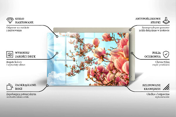 Sklo za varnú dosku Ružové kvety strom