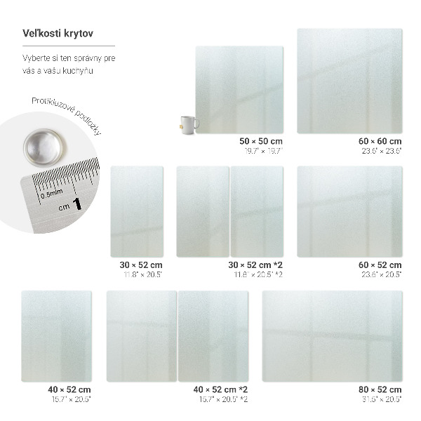 Sklenený kryt za sporák v rozmere 50 × 50 cm