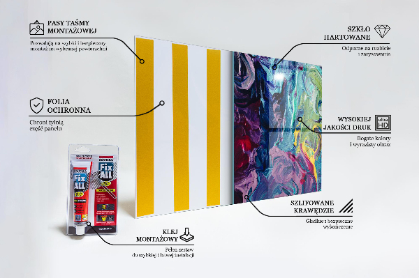 Sklenený obklad do kuchyne Farebná abstrakcia