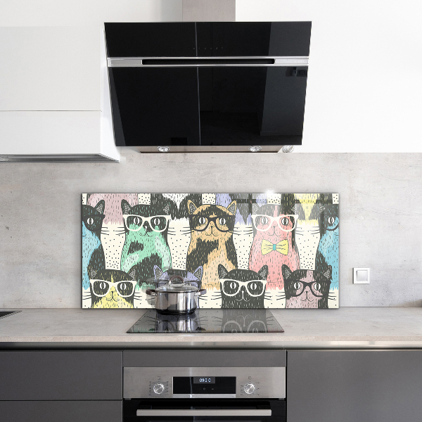 Sklenený obklad do kuchyne Cat hipster funny ilustrácie