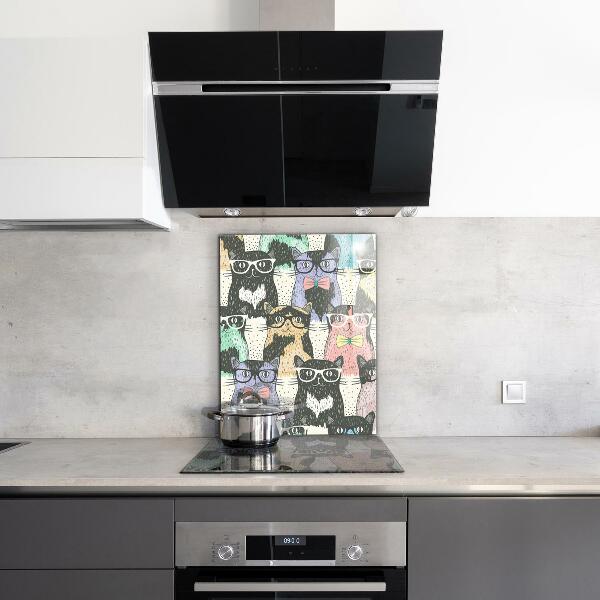 Sklenený obklad do kuchyne Cat hipster funny ilustrácie